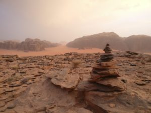Stones pile in Wadi Rum
